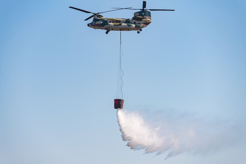 helicopter putting out fire